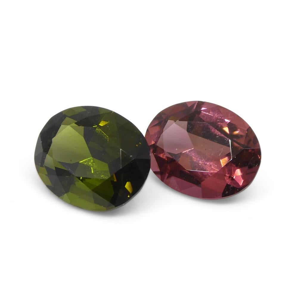 4.45ct Pair Oval Pink/Green Tourmaline from Brazil For Sale 8