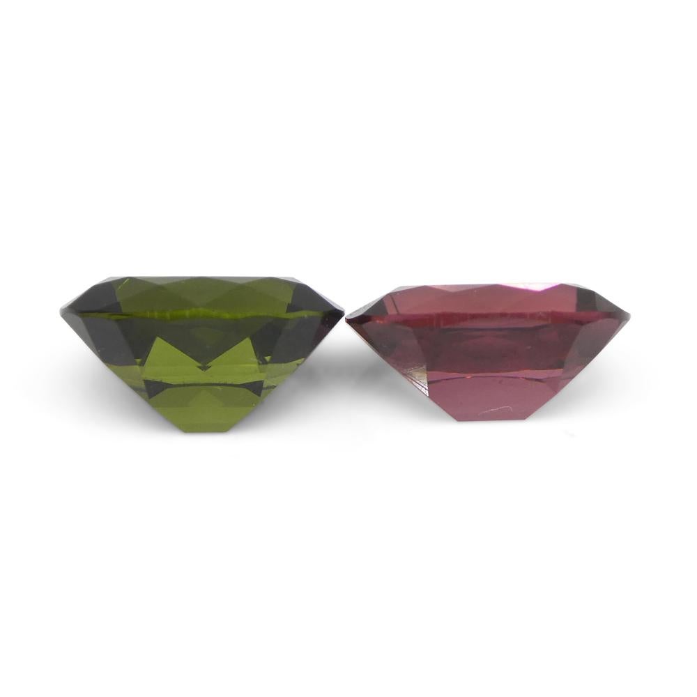 Women's or Men's 4.45ct Pair Oval Pink/Green Tourmaline from Brazil For Sale