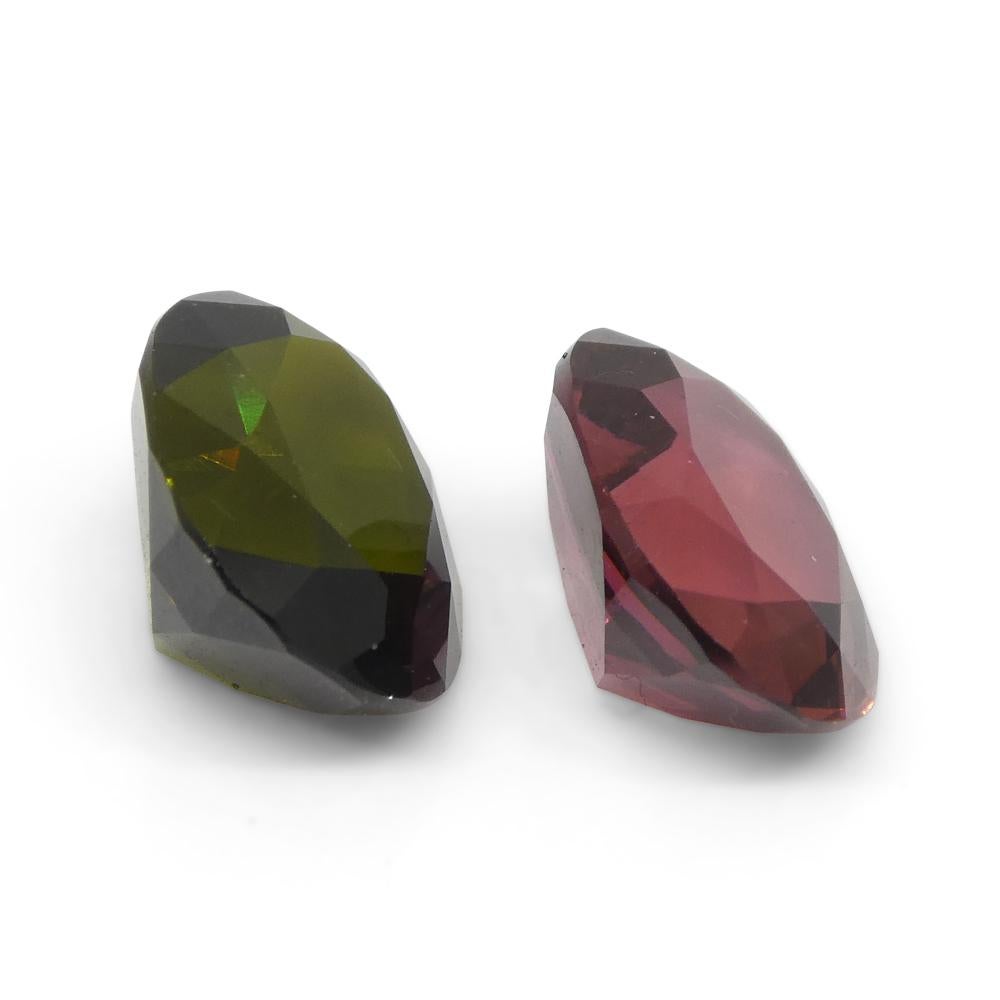 4.45ct Pair Oval Pink/Green Tourmaline from Brazil For Sale 1