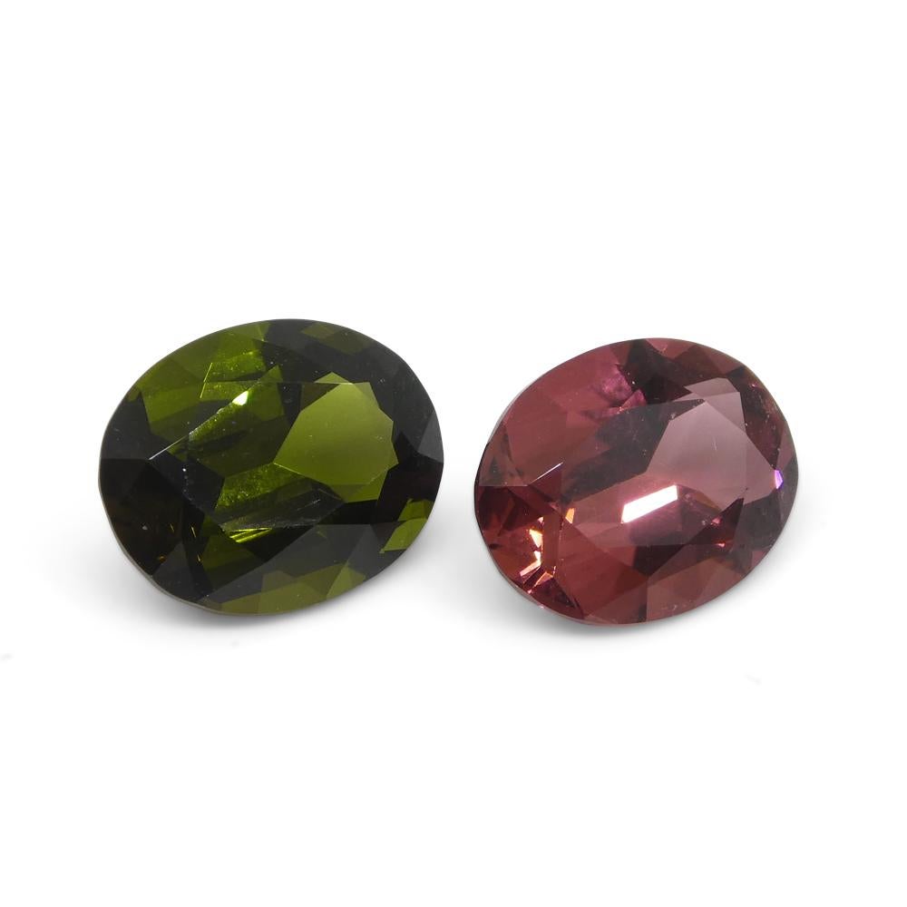 4.45ct Pair Oval Pink/Green Tourmaline from Brazil For Sale 2