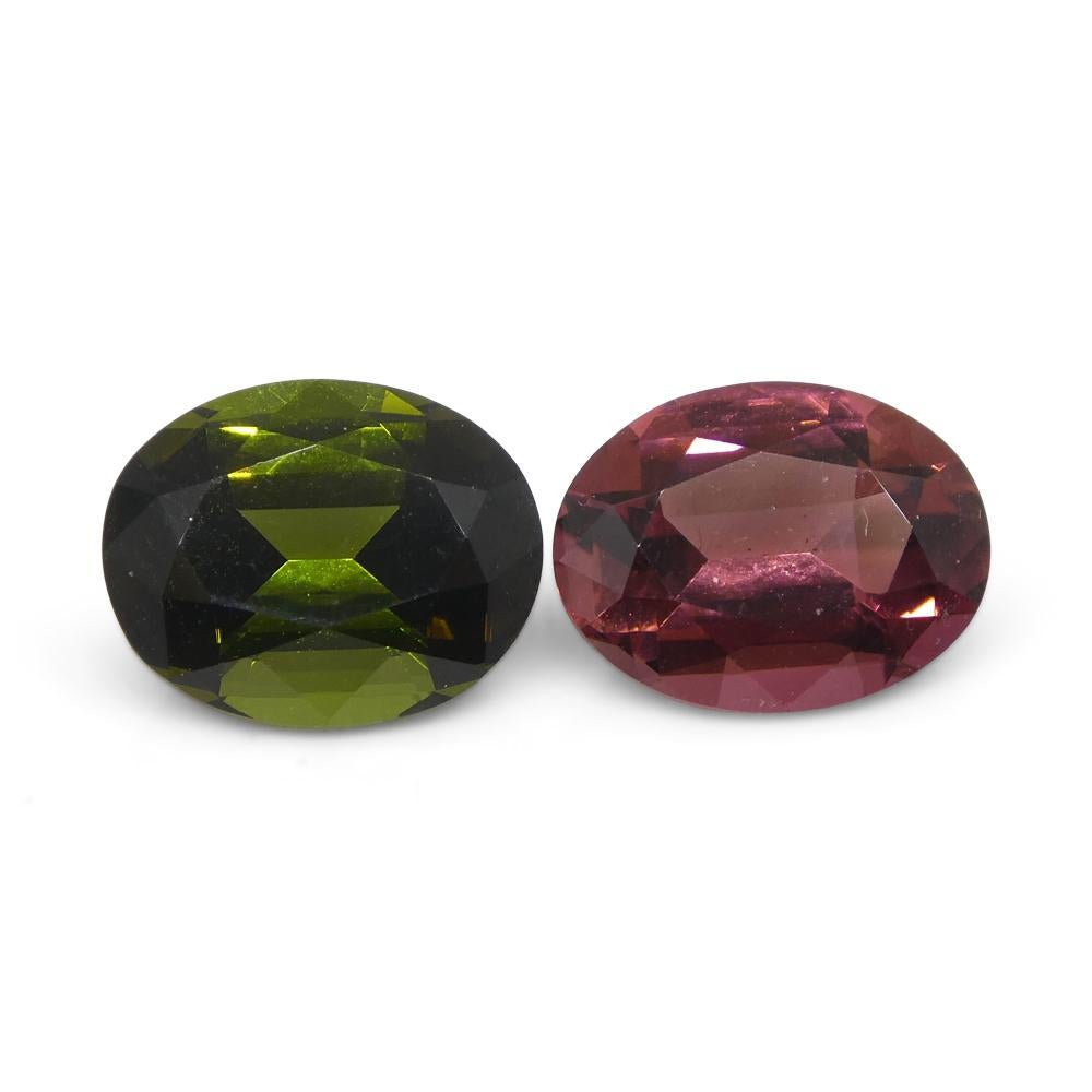 4.45ct Pair Oval Pink/Green Tourmaline from Brazil For Sale 3