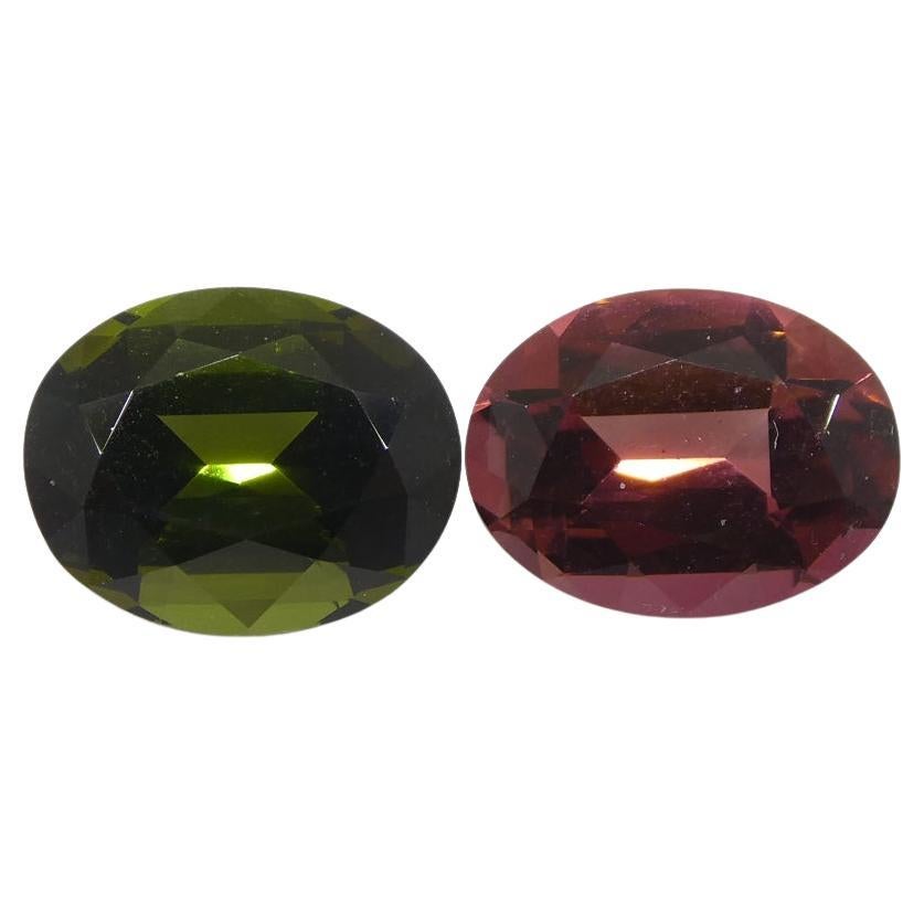 4.45ct Pair Oval Pink/Green Tourmaline from Brazil For Sale