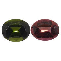 Paire de 4.45ct Tourmaline ovale rose/verte du Brésil