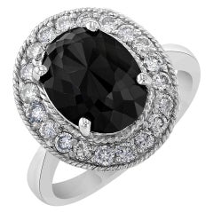 4.46 Carat Black and White Diamond 14 Karat White Gold Solitaire Ring