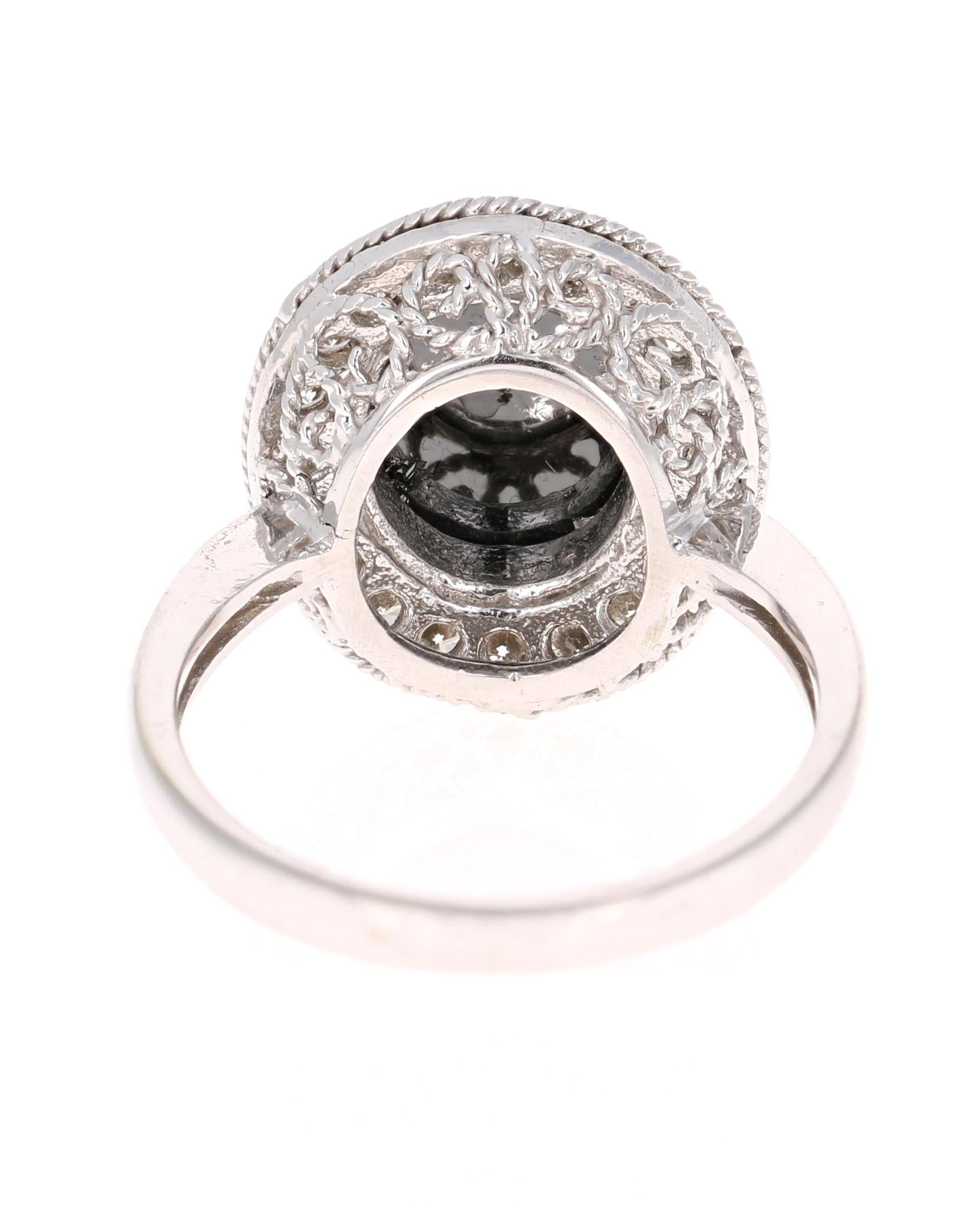 4.46 Carat Black Diamond White Gold Cocktail Ring In New Condition In Los Angeles, CA