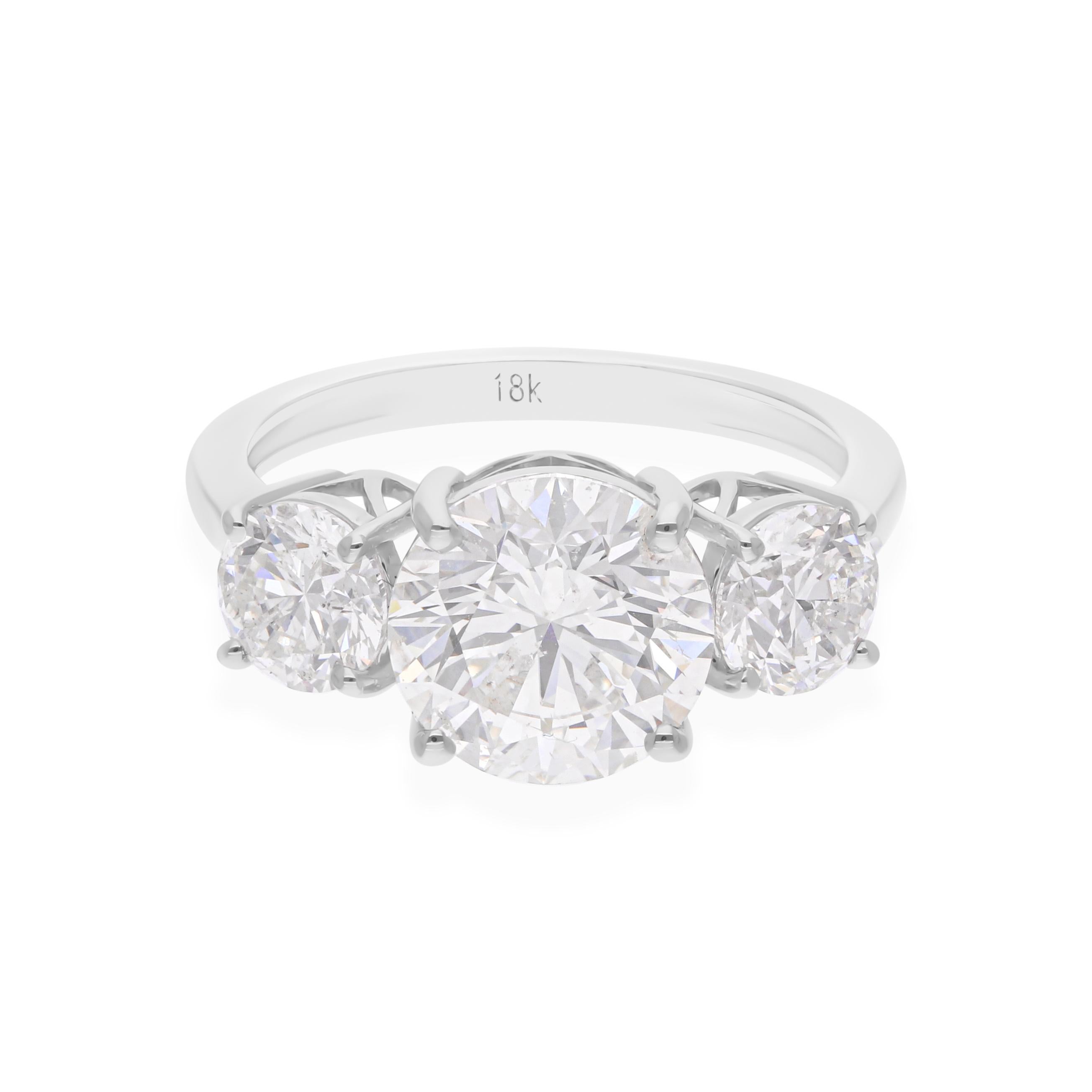 in vendita:  Anello a tre pietre con diamante a taglio brillante da 4,46 carati per donna in oro bianco 18 carati 5
