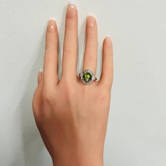 4.46 Carat Cat's Eye and White Diamond Ring in Platinum