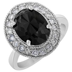 4,46 Karat Natürlicher Schwarzer Diamant Weißer Diamant Weißgold Verlobungsring