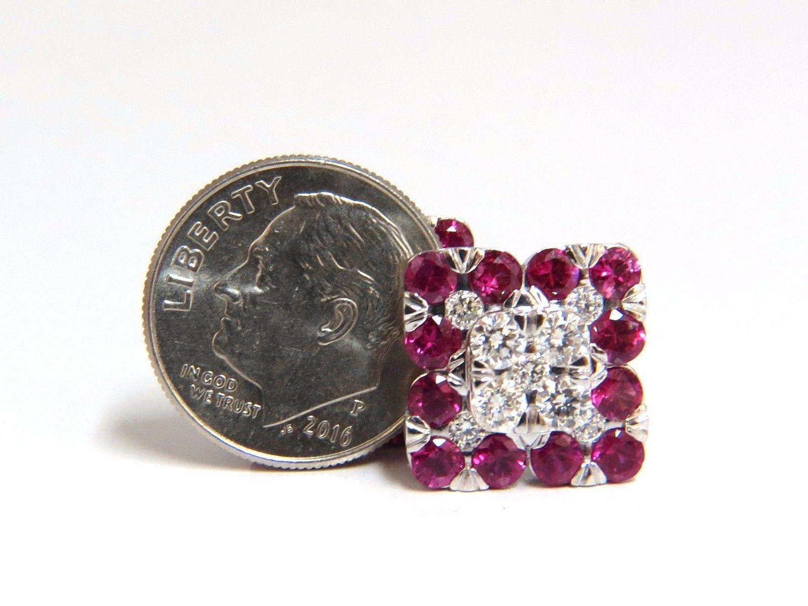 Round Cut 4.46 Carat Natural Ruby Diamond Cufflinks 14 Karat Executive