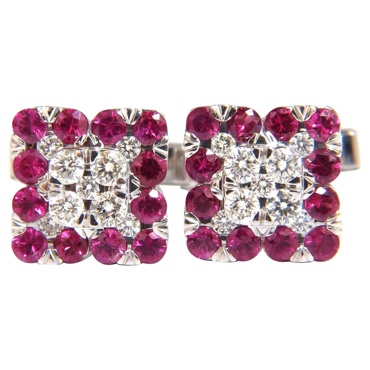 4.46 Carat Natural Ruby Diamond Cufflinks 14 Karat Executive