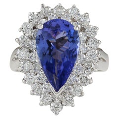 Natural Tanzanite Diamond Ring In 14 Karat White Gold 