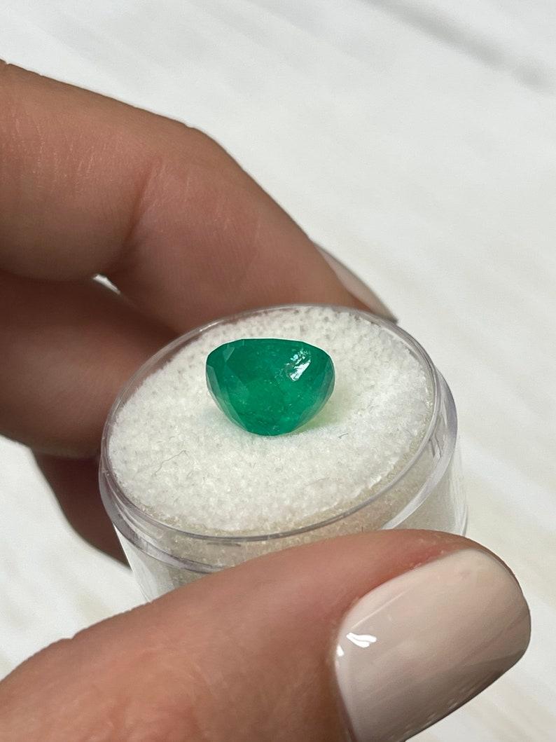 4.46 Carat Rich Green Colombian Emerald - Cushion Cut Genuine Emerald May For Sale 1