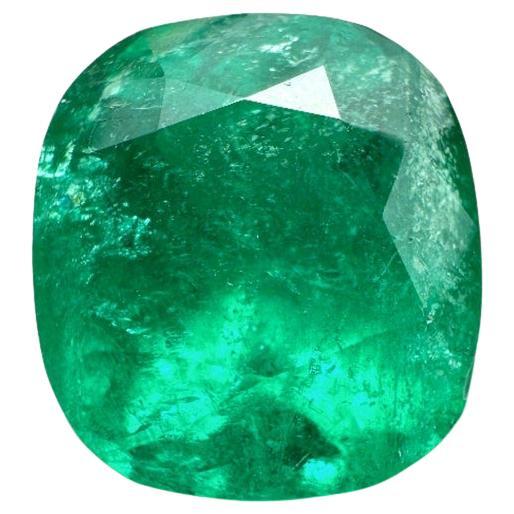 Esmeralda colombiana verde intenso de 4,46 quilates - Esmeralda auténtica talla cojín Mayo