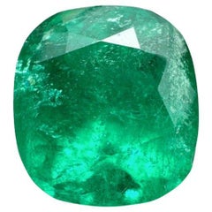 Esmeralda colombiana verde intenso de 4,46 quilates - Esmeralda auténtica talla cojín Mayo