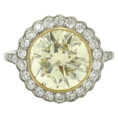 4.46 Carat Round Yellow Diamond Engagement Ring Solitaire Target Halo Style 