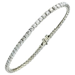 4.46 Carat Total Round Brilliant Diamond Tennis Bracelet in 14 Karat White Gold