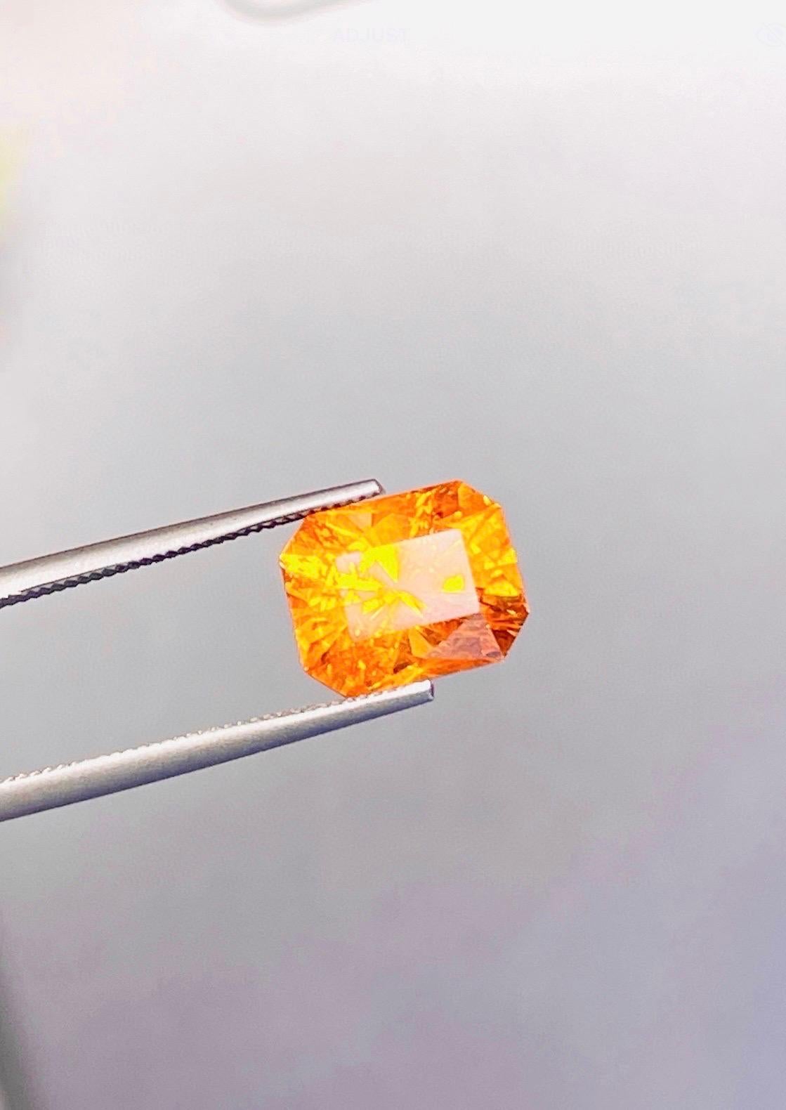 Cushion Cut 4.46 Carats Fanta garnet fire color High quality High precision Diamond