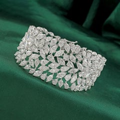 Bracelet en diamants de 44,60 carats, pureté SI, couleur HI, en or blanc 18 carats