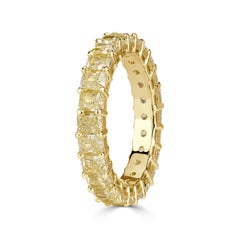 4.46ct Fancy Yellow Radiant Cut Diamond Eternity Band in 18K Yellow Gold