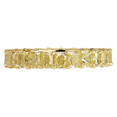 4.46ct Fancy Yellow Radiant Cut Diamond Eternity Band in 18K Yellow Gold