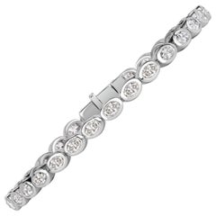 4.46ct Oval Cut Diamond Bezel Tennis Bracelet in 18K White Gold