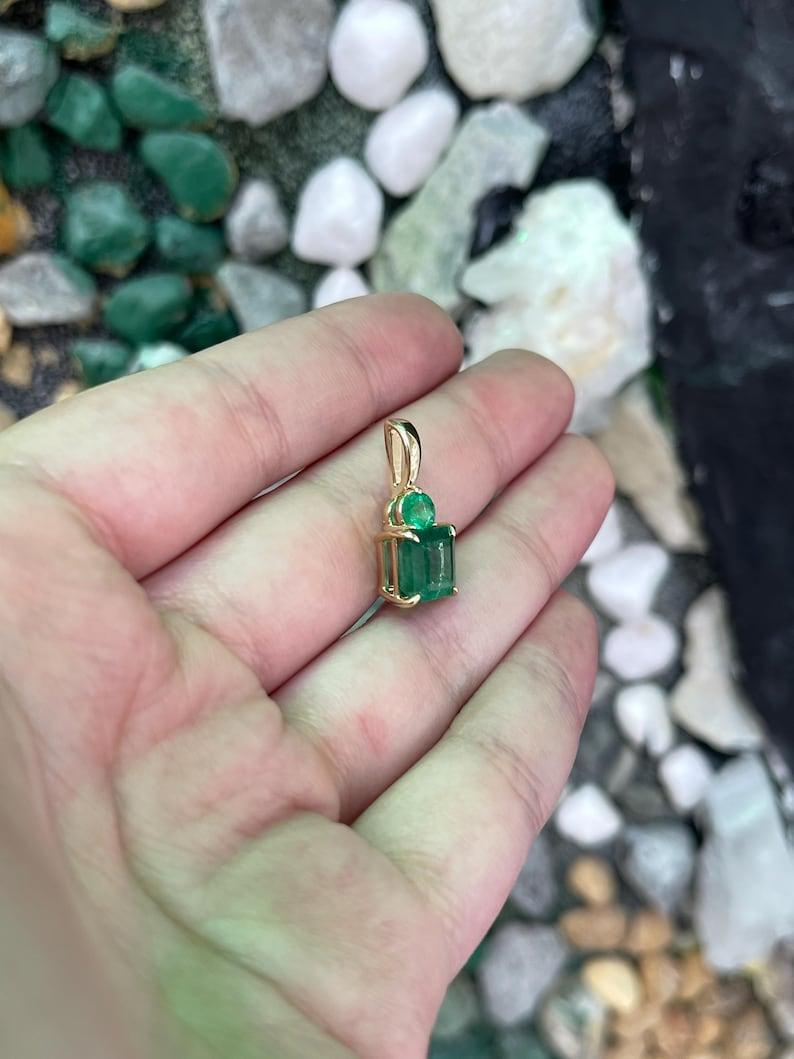 Women's 4.46tcw Emerald Toi et Moi Pendant  Zambian Emeralds 14K Gold Necklace For Sale