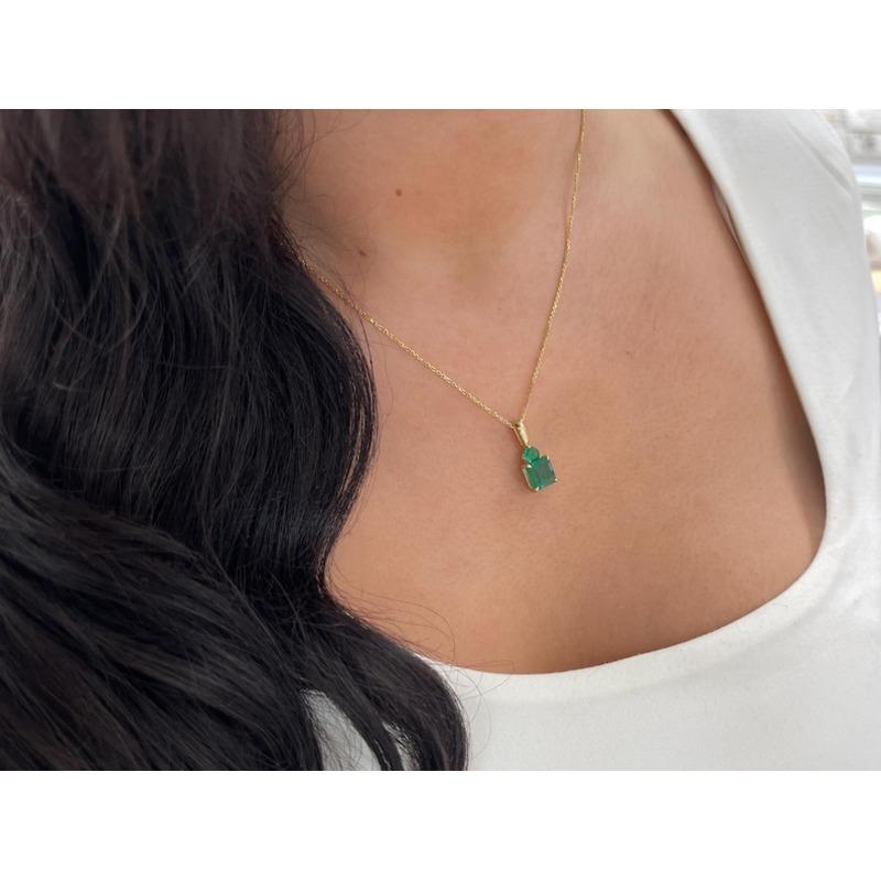 4.46tcw Emerald Toi et Moi Pendant  Zambian Emeralds 14K Gold Necklace For Sale 2