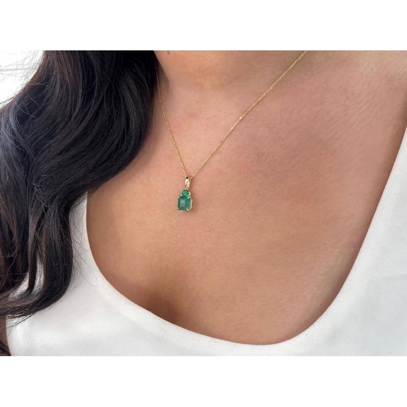 4.46tcw Emerald Toi et Moi Pendant  Zambian Emeralds 14K Gold Necklace For Sale 3