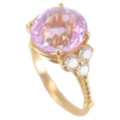 4,47 Karat Morganit Diamant 18k Gelbgold Handmade Cocktail Ring