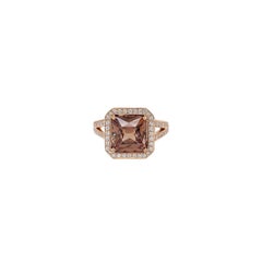4.47 Carat Natural Honey Brown Zircon and Diamond Ring in Rose Gold