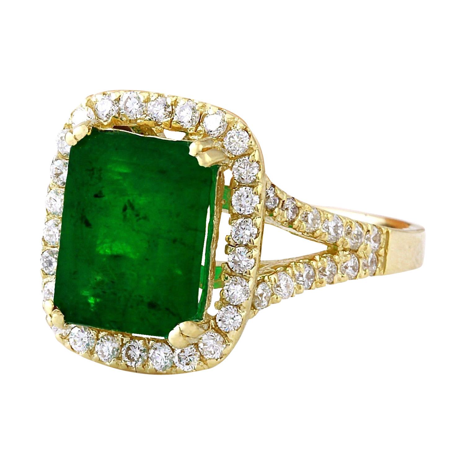 4.47 Carat Natural Emerald 14K Solid Yellow Gold Diamond Ring
 Item Type: Ring
 Item Style: Engagement
 Material: 14K Yellow Gold
 Mainstone: Emerald
 Stone Color: Green
 Stone Weight: 3.79 Carat
 Stone Shape: Emerald
 Stone Quantity: 1
 Stone