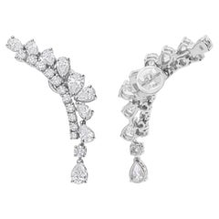 4,47 Karat birnenförmiger runder Diamant im Brillantschliff Ohrringe aus 18 Karat Weißgold Schmuck