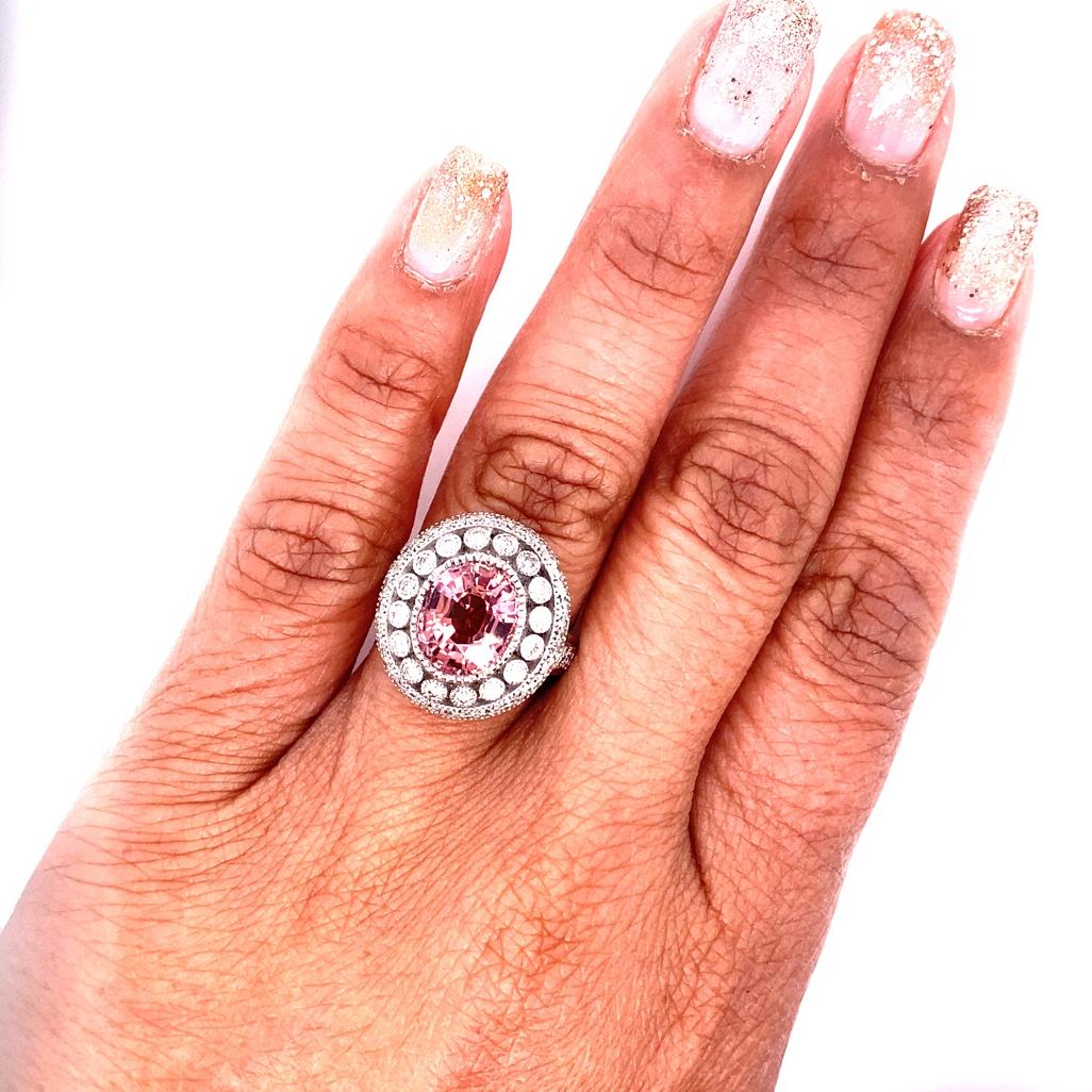 4,47 Karat Pink Turmalin Diamant Weißgold Cocktail Ring im Angebot 2