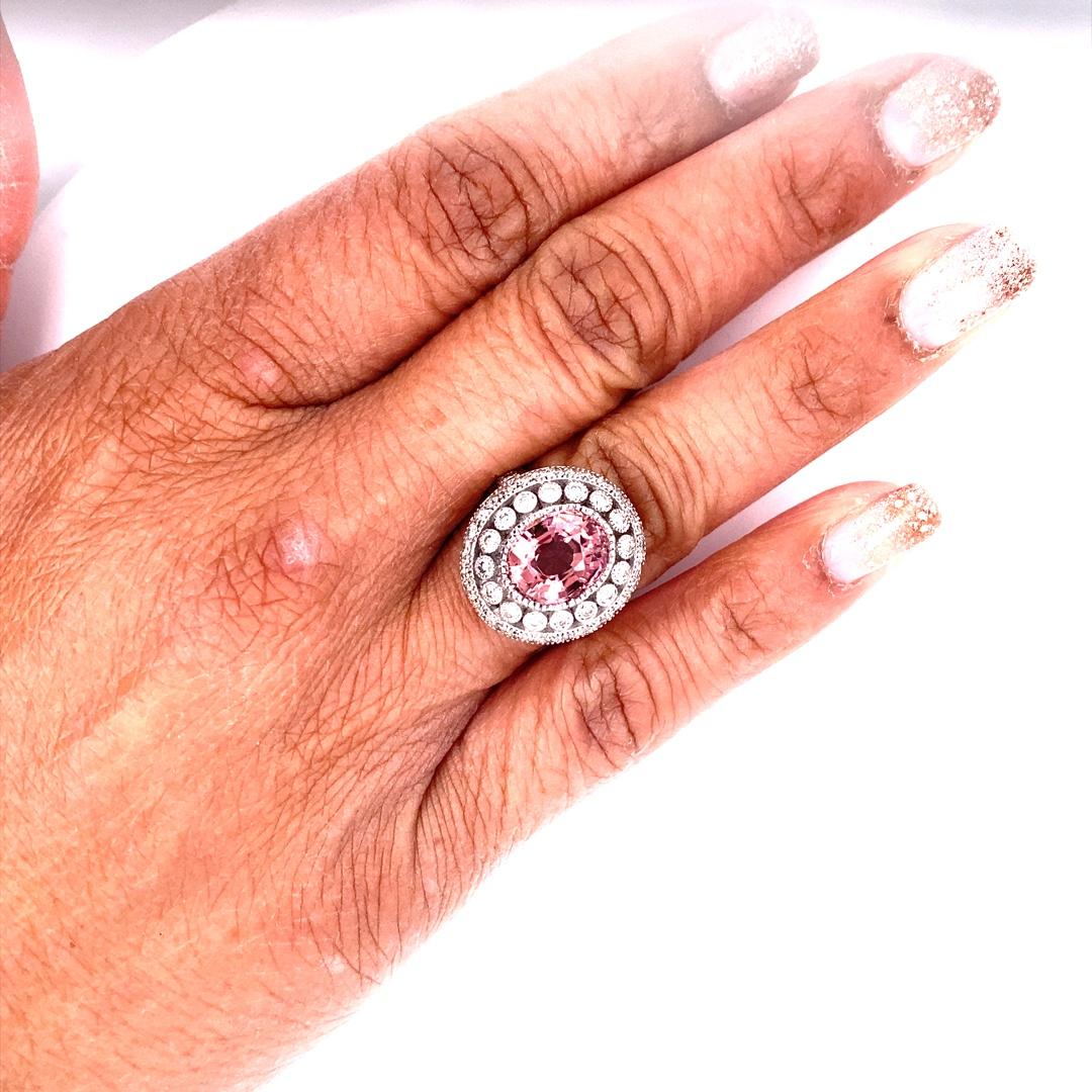 4,47 Karat Pink Turmalin Diamant Weißgold Cocktail Ring im Angebot 3