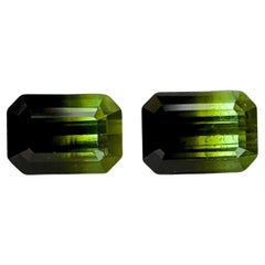 4,47 quilates Pareja de turmalinas bicolores Piedras talla esmeralda Piedra preciosa afgana