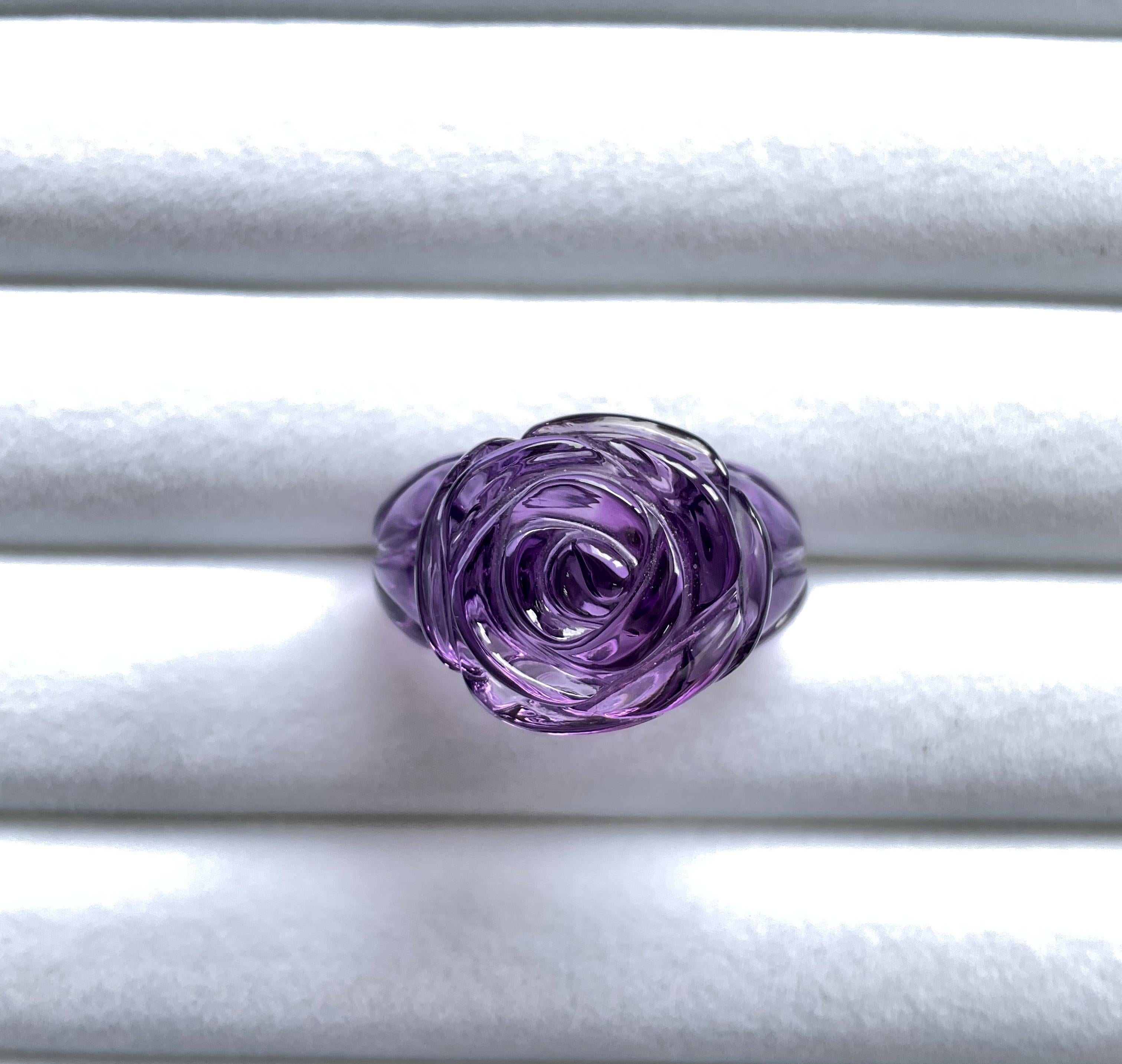 44,70 carati di ametista fiore intagliato Anello di alta qualità Nature Gemstone in vendita 1