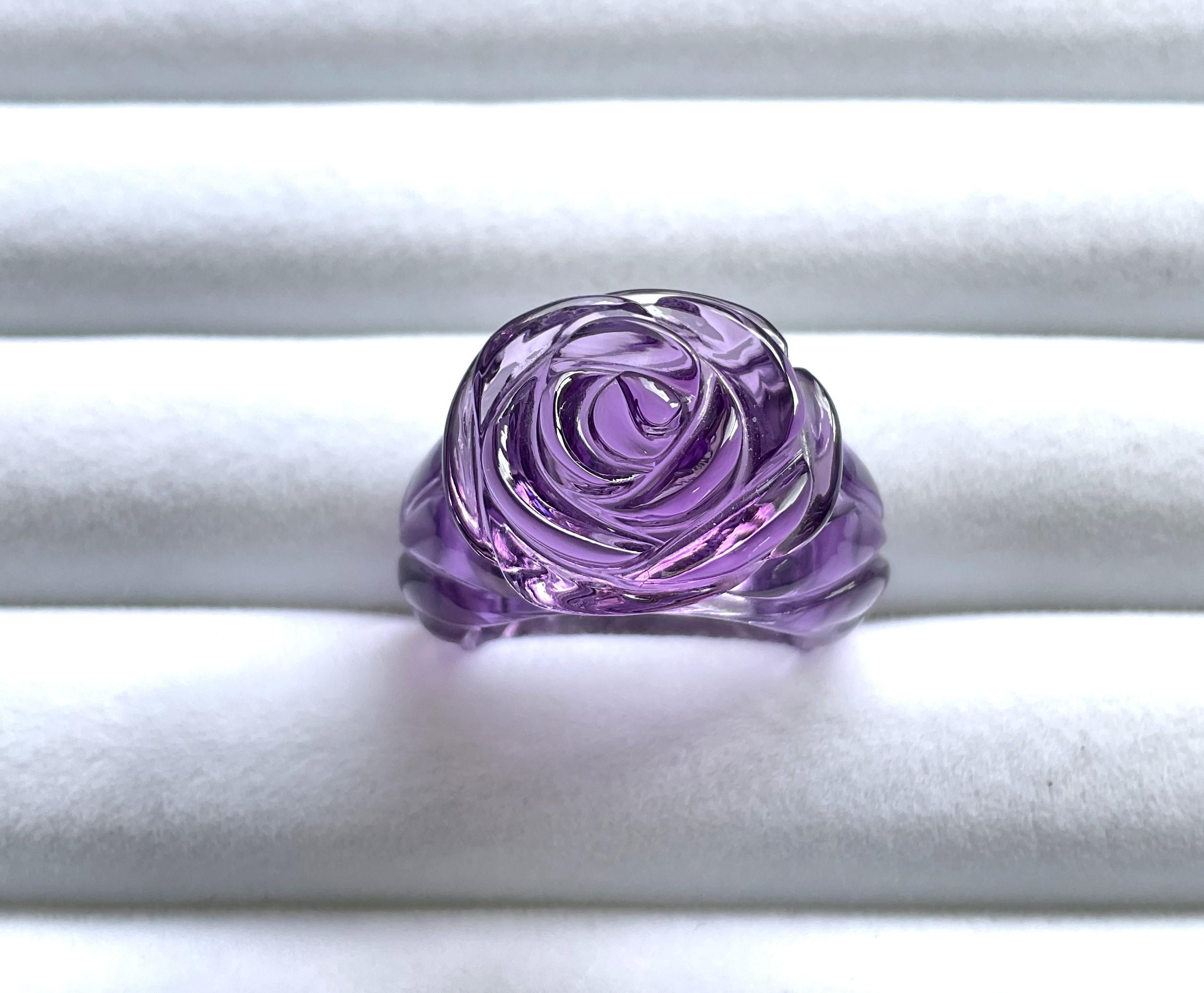 44,70 carati di ametista fiore intagliato Anello di alta qualità Nature Gemstone in vendita 2