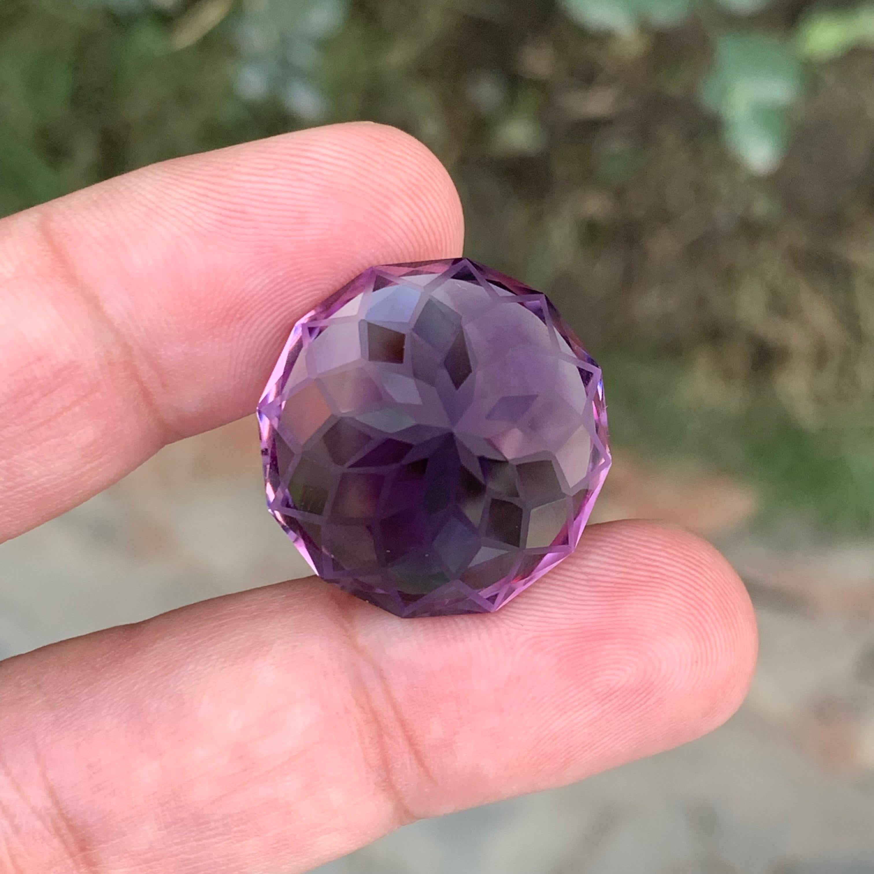 44.75 Carat Natural Loose Amethyst Flower Cut Gemstone For Sale 4