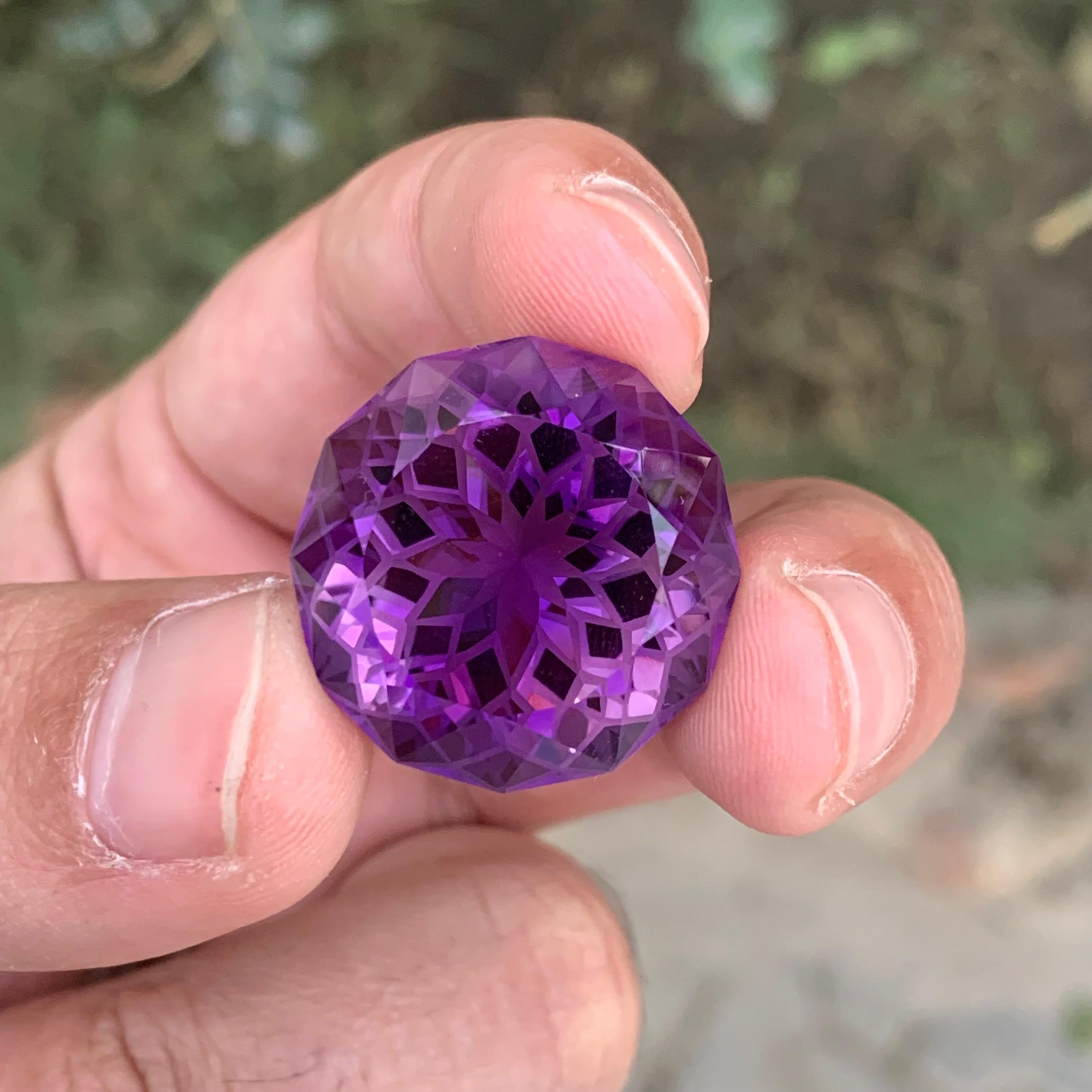 44.75 Carat Natural Loose Amethyst Flower Cut Gemstone For Sale 5