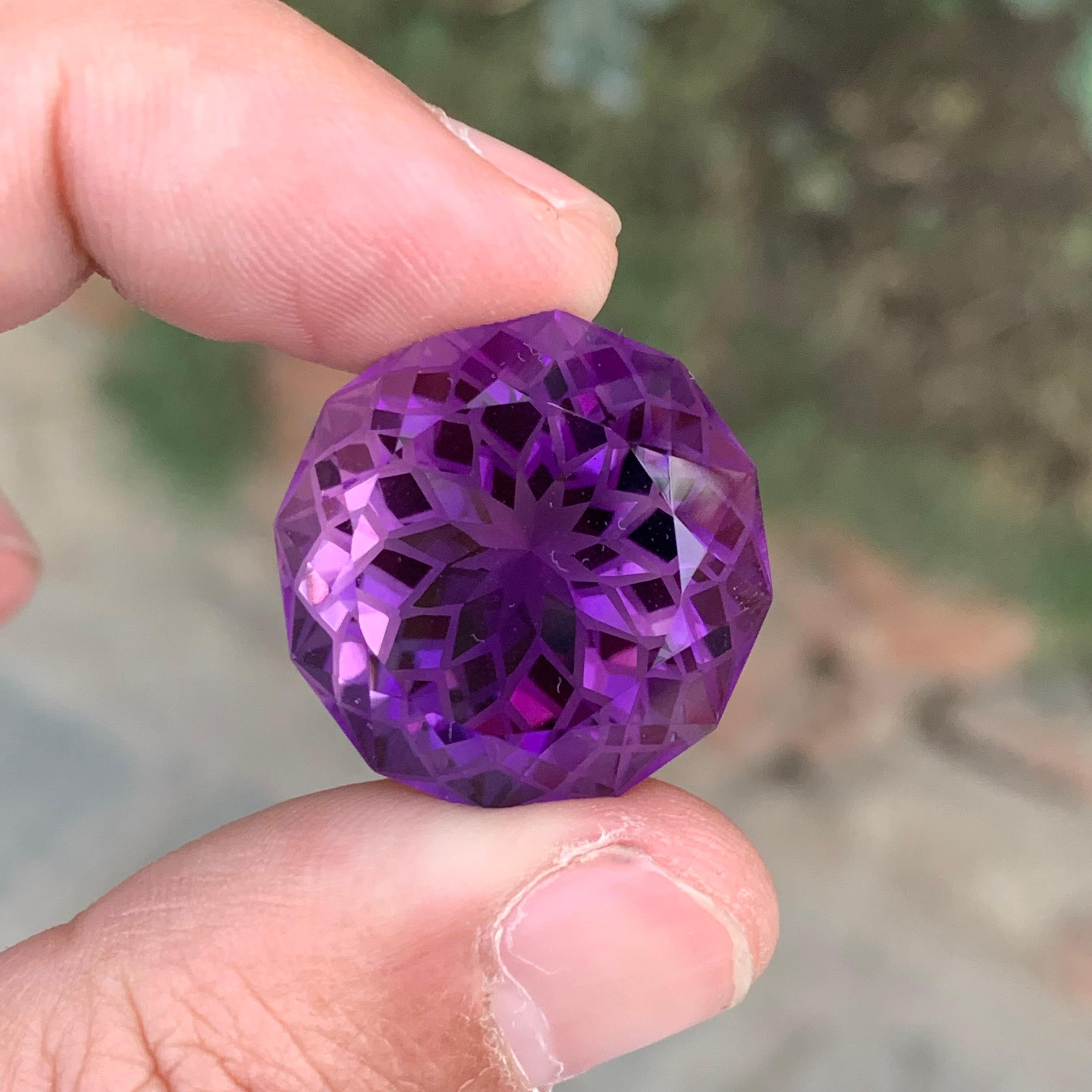 Arts and Crafts 44.75 Carat Natural Loose Amethyst Flower Cut Gemstone For Sale