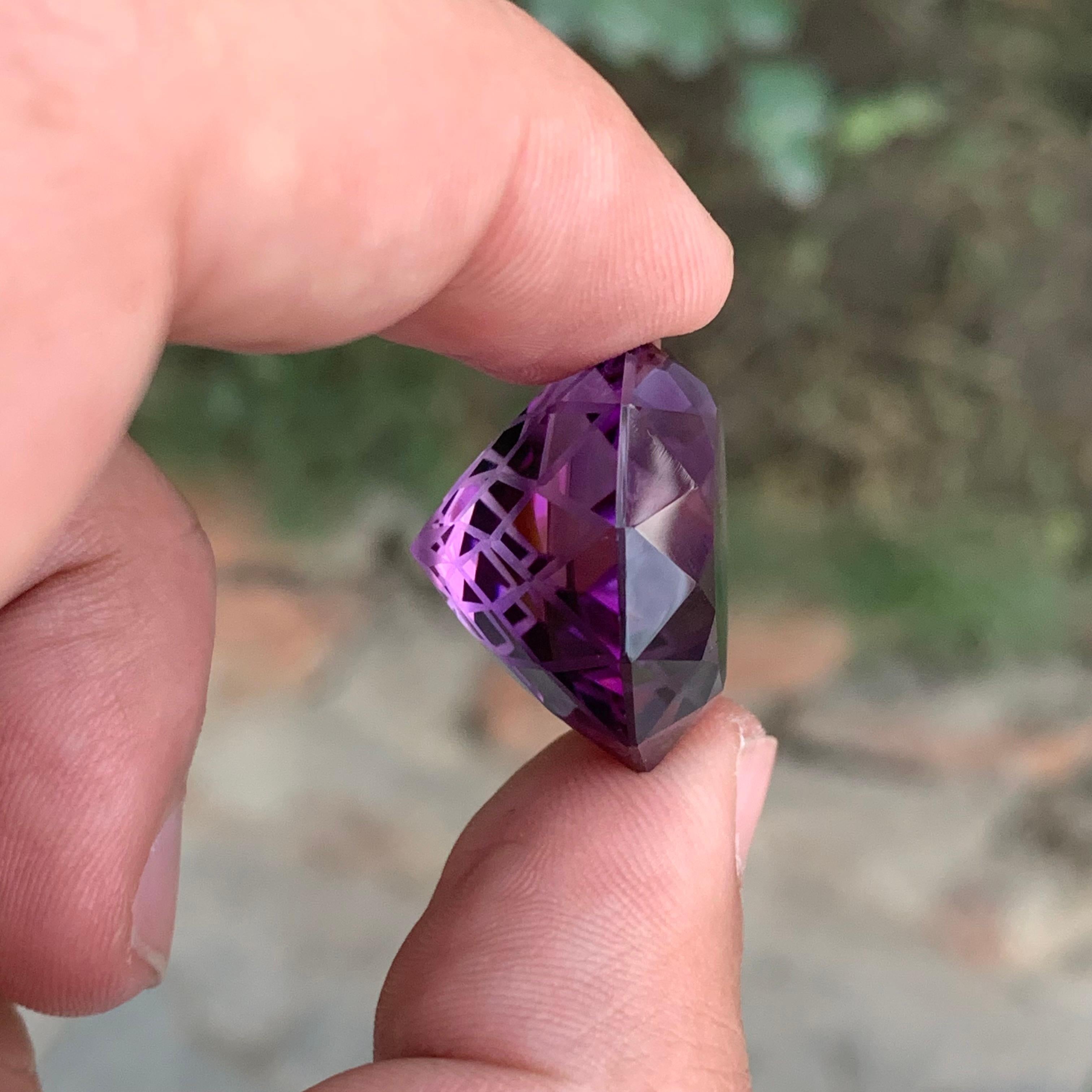 44.75 Carat Natural Loose Amethyst Flower Cut Gemstone For Sale 1