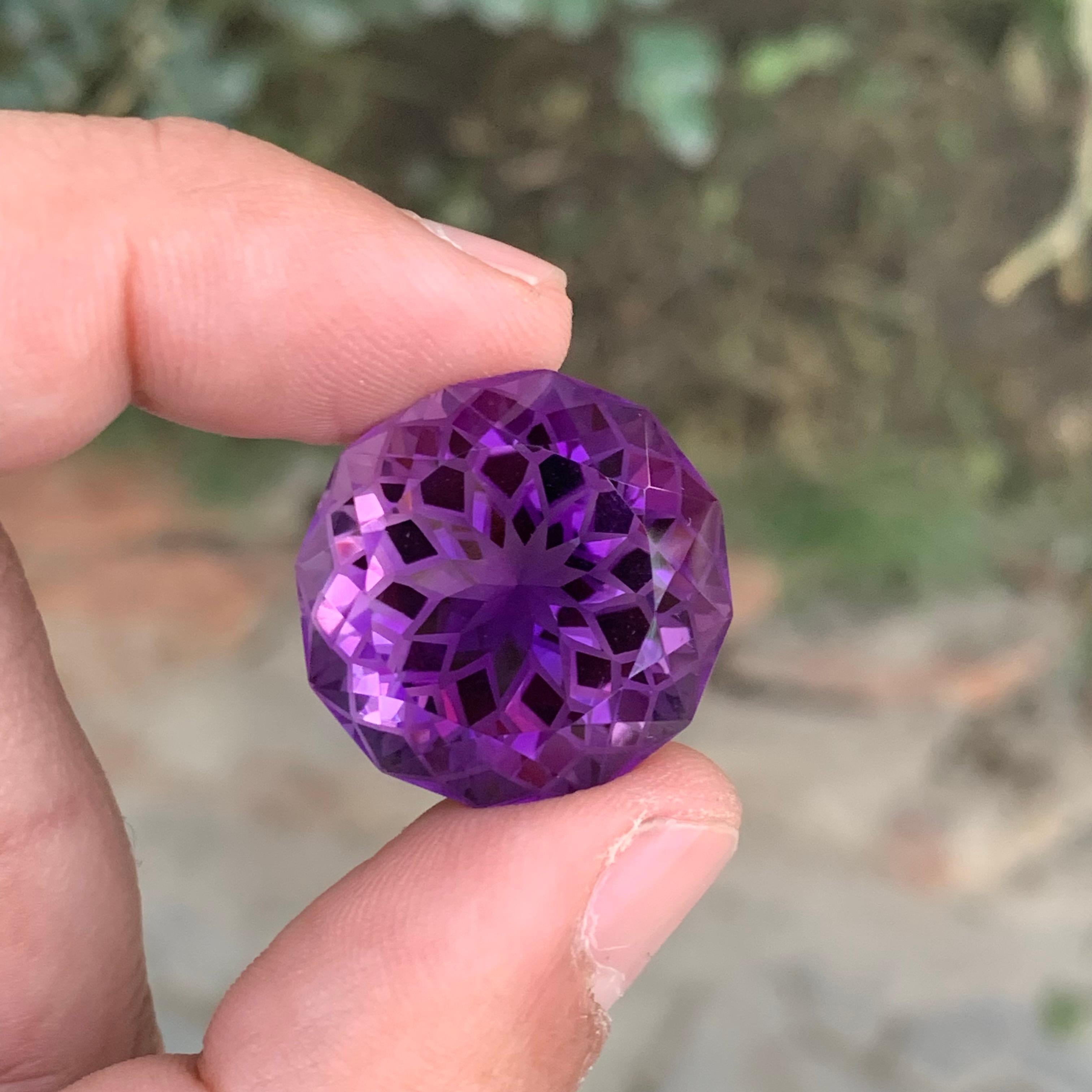 44.75 Carat Natural Loose Amethyst Flower Cut Gemstone For Sale 2