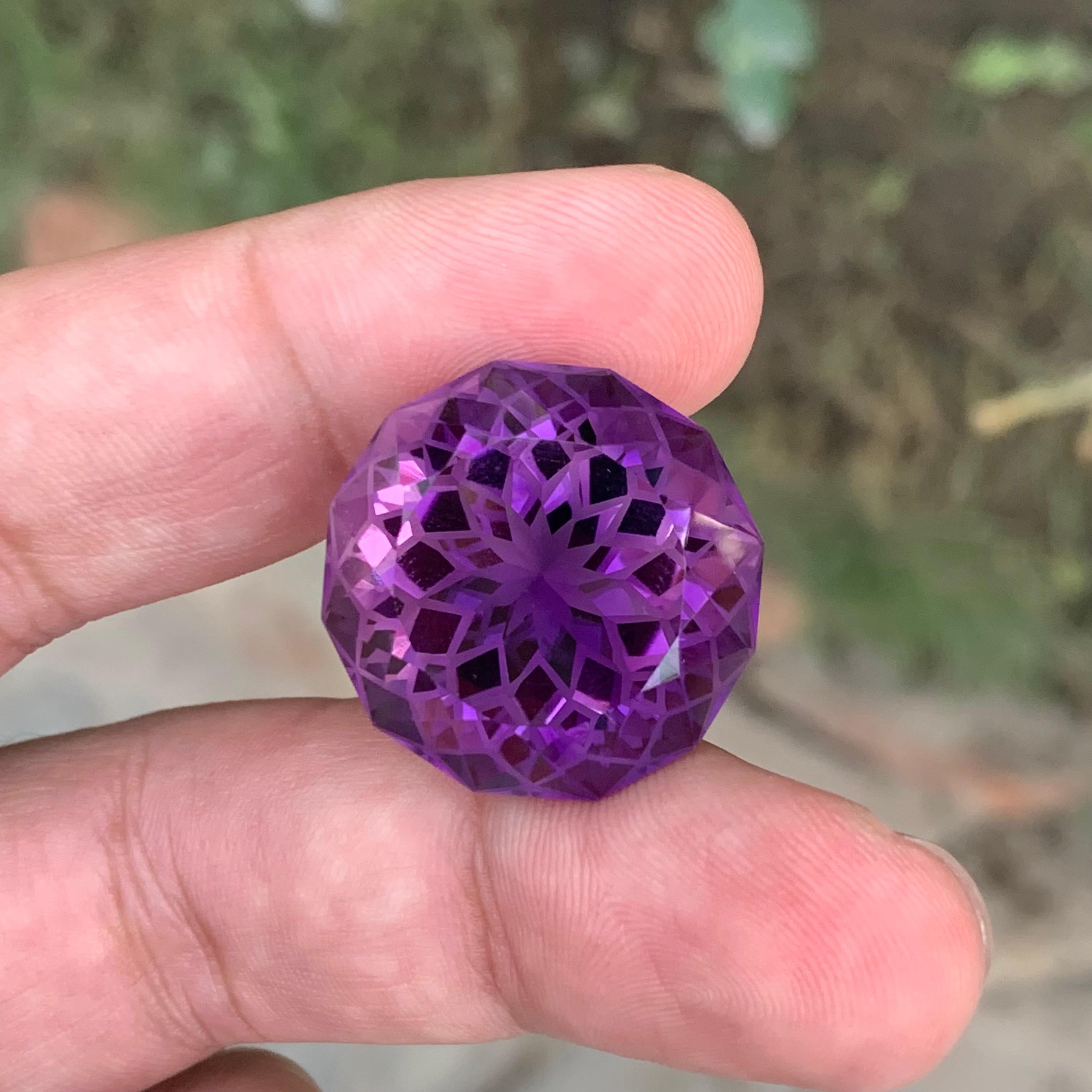 44.75 Carat Natural Loose Amethyst Flower Cut Gemstone For Sale 3