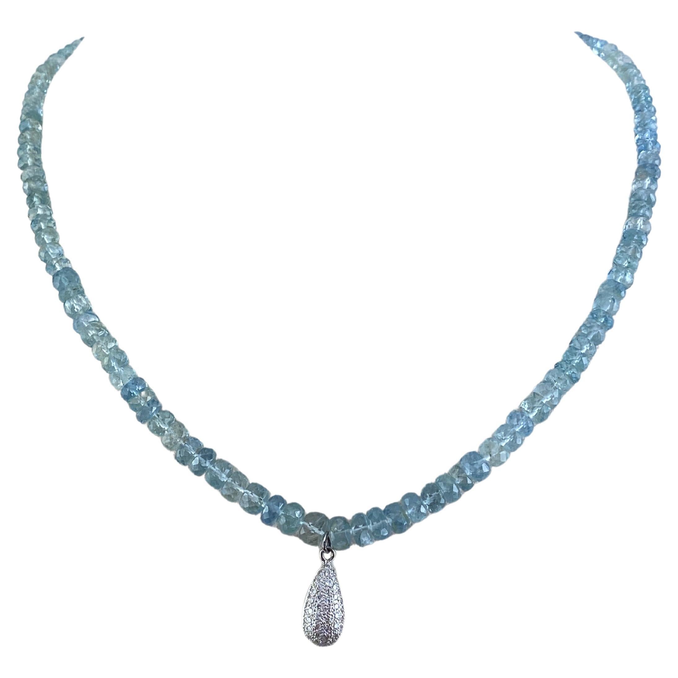 44.77 Carat Aquamarine and Diamond Bead Necklace