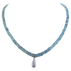 44.77 Carat Aquamarine and Diamond Bead Necklace