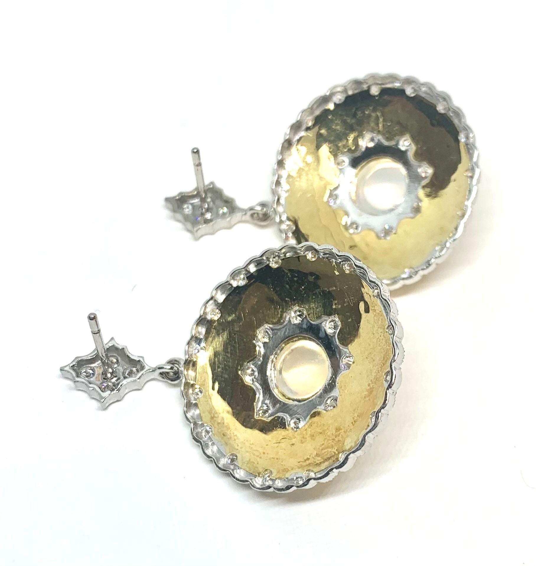 Artisan 4.48 ct. t.w. Moonstone & Diamond 18k Italian Florentine Dangle Drop Earrings