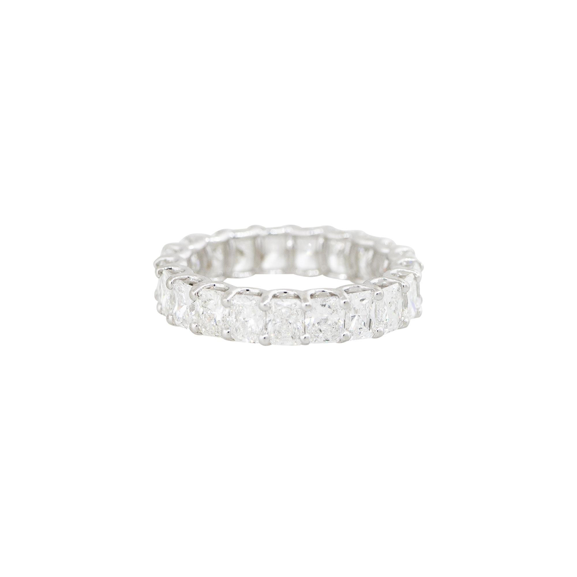 Modern 4.48 Carat Radiant Cut Diamond Eternity Band 18 Karat in Stock For Sale