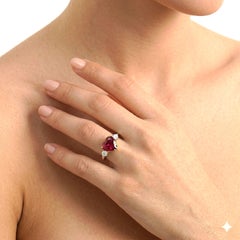 4.48 Carat Rhodolite Garnet Round Diamond White Gold Ring