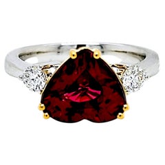 4.48 Carat Rhodolite Garnet Round Diamond White Gold Ring