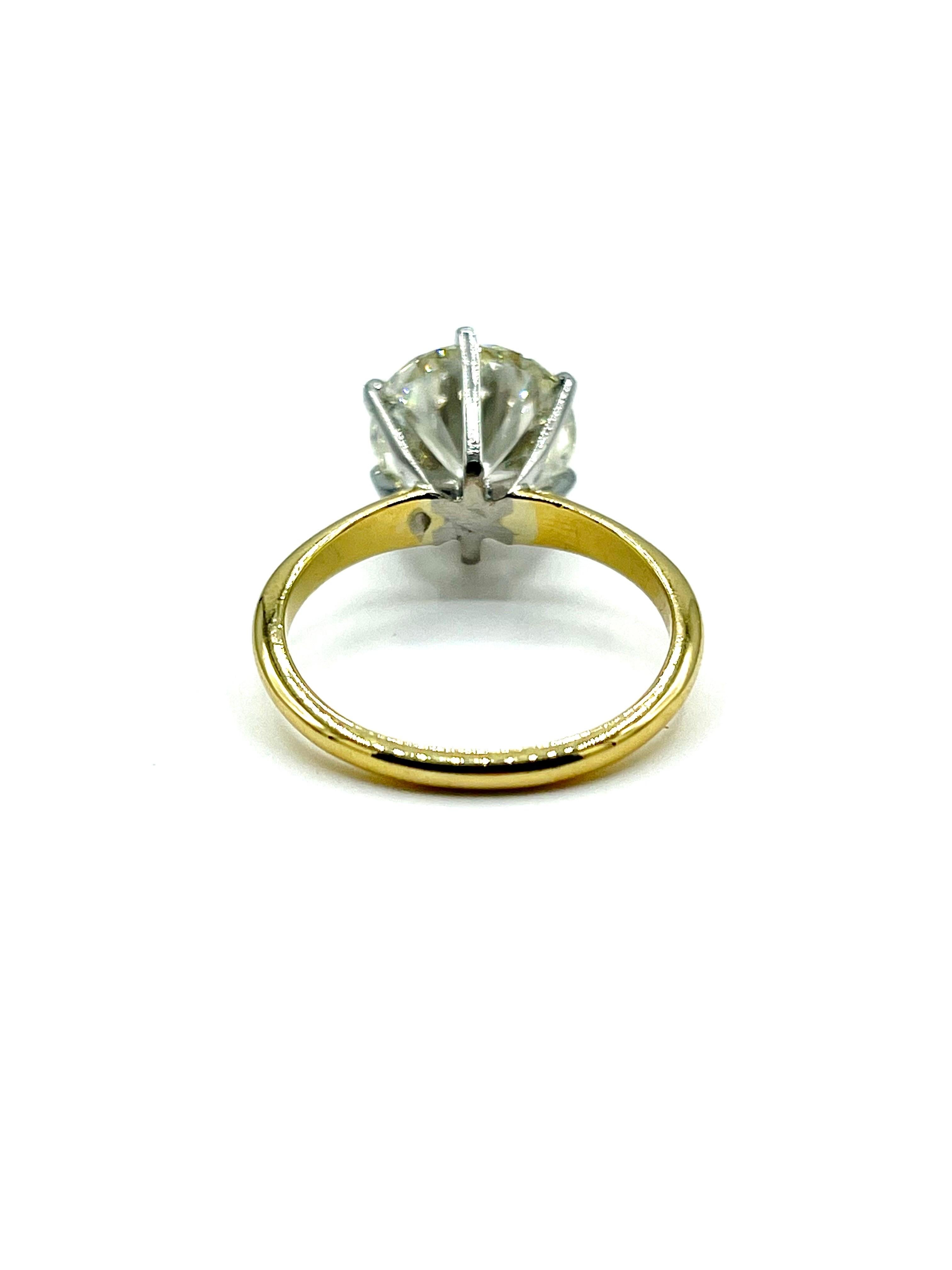 4.48 Carat Round Brilliant Diamond 18K and Platinum Ring For Sale 1